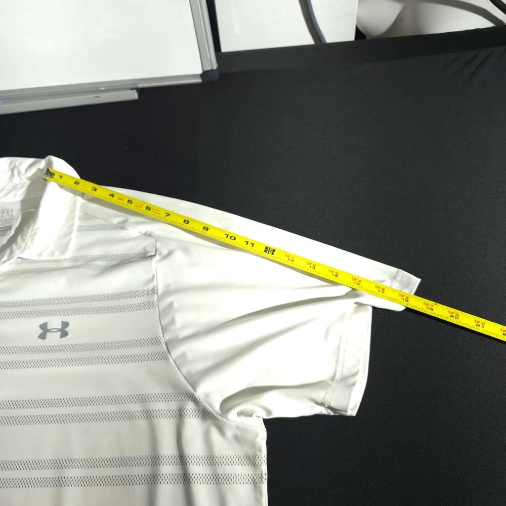 Under Armour Coldblack Golf Polo Shirt 2XL Worthington Logo Striped Performance - Picture 6 of 14
